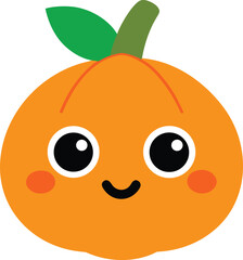 Happy Round Pumpkin with Leafy Ponytail Cap