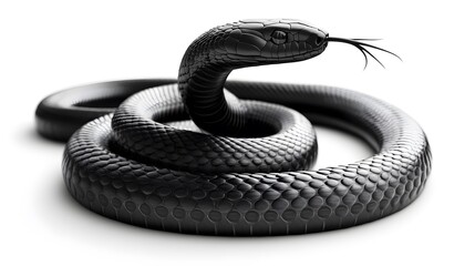 Naklejka premium Majestic Black Cobra Snake Coiled Up Closeup