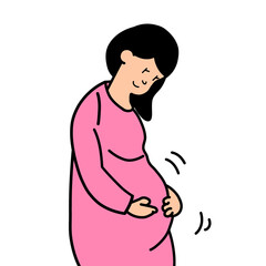 pregnant woman holding belly