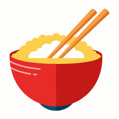 bowl of rice and chopsticks