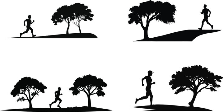 A versatile collection of black vector palm tree silhouettes, perfect for illustrating tropical nature scenes