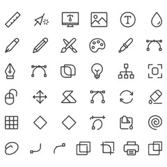 Graphic Design Line Icons – Unique Vector Tools and UI Symbols for Creative Projects, Apps, and Web Design