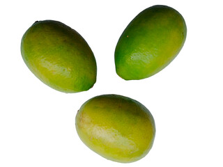 Green and yellow lemons on transparent background

