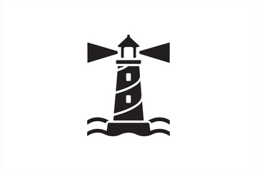 Oceanic Navigation Symbol: Lighthouse in Waves