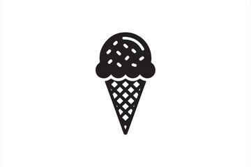 Solid Black Ice Cream Cone Design with Sprinkles