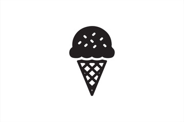 Black Ice Cream Cone Icon with Sprinkles