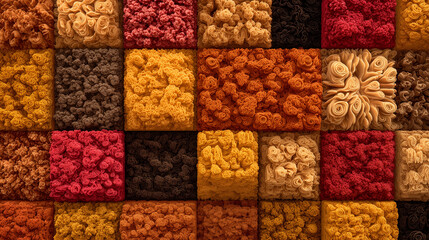 A fractal pattern of carcinogenic warning labels crafted from processed meat textures, forming an infinite loop.