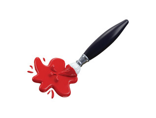 Painting brush icon 3d render concept of painting on red color painting brush icon vector illustration