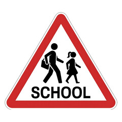 School Zone Warning: Children Walking to School - Drive with Caution