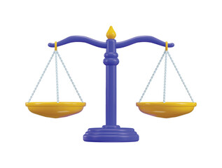 Justice Scale icon 3d render concept of scales of justice Legal Balance symbol vector illustration