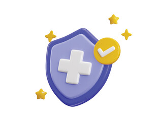  First aid and health care icon 3d render concept of protect shield on medical symbol of emergency help math signs icon vector illustration