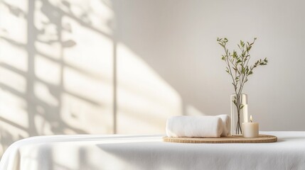 清潔なエステサロンのシンプルなベッド