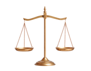 Isolated handheld vintage bronze balance scale for fairness and justice conceptual