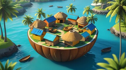 Obraz premium Miniature tropical paradise island