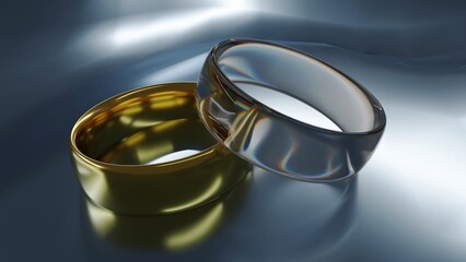 Artistic 3D Illustration of Wedding Ring Pair