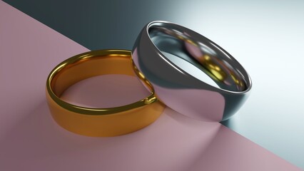  3D Render of Elegant Wedding Rings in Soft Light
