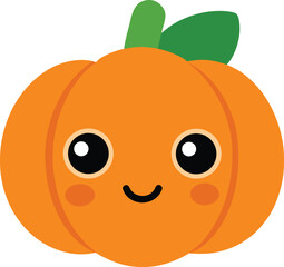 Pumpkin Pal with Leafy Fringe Bun – Soft Glow Autumn Illustration