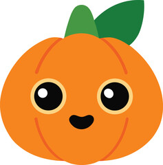 Leafy Crowned Pumpkin Emoji with Twinkly Eye – Fall Vector