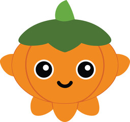 Leafy Hat Pumpkin Head with Oval Eyes – Soft Aesthetic Clipart