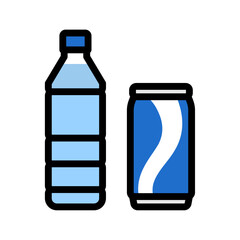 ペットボトル、缶ジュースのシンプルなベクターアイコン素材