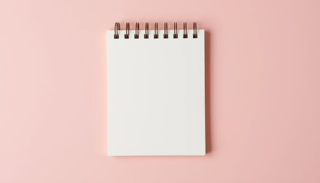 Blank spiral notepad on pink background