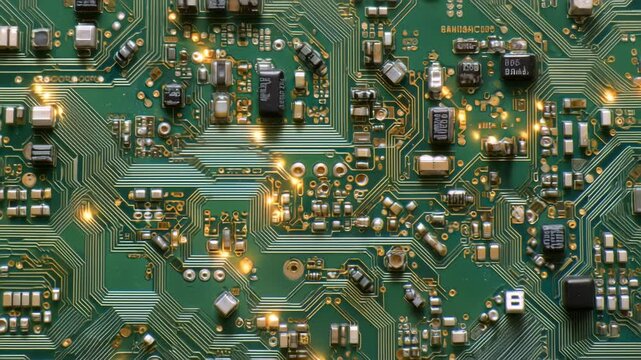 基板の電子部品と銅配線の緻密な様子