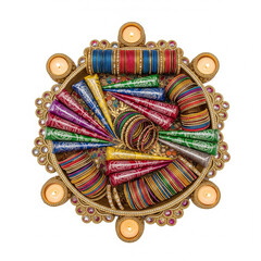 traditional indian bangles with cone mehndi 