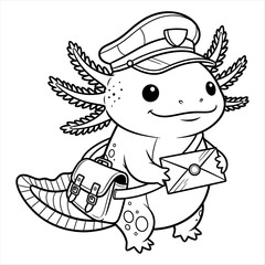Obraz premium Axolotl T-Shirt Design – Cute, Cartoon, Silhouette, and Psychedelic Styles