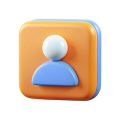 3d render of a colorful user icon isolated on transparent background