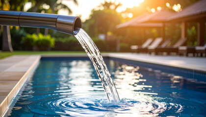 Sunset Pool Water Feature.