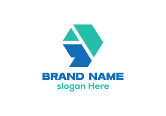 Abstract Geometric Logo Design with Hexagonal Shapes in Blue and Teal Modern Company Branding for Technology or Innovation Business