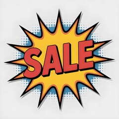 Colorful pop art sale banner with comic explosion design and bold lettering on vibrant background