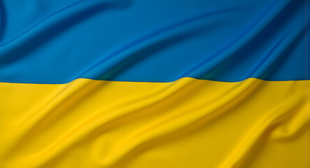 Ukrainian Flag  Blue and Yellow Fabric Background