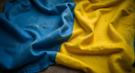 Blue and Yellow Fabric Textureม Ukrainian Flag