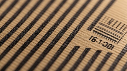 Close-up of textured paper with parallel lines and a code