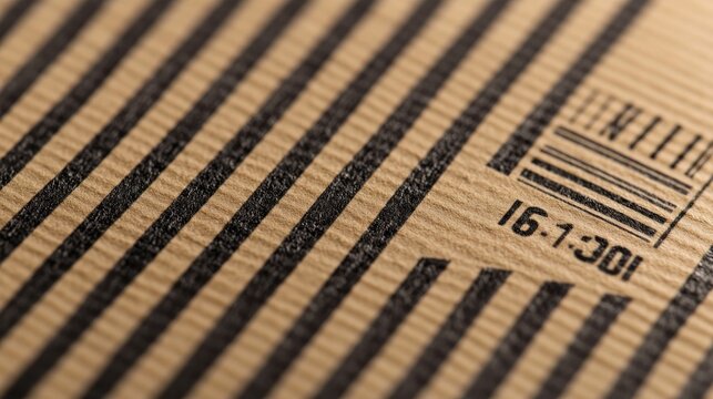 Close-up of textured paper with parallel lines and a code