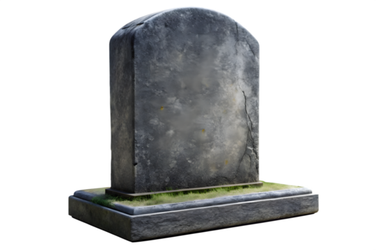 Old Weathered Gravestone with Grass Isolated on Transparent Background for Halloween and Memorial Day Designs on transparent background - Powered by Adobe