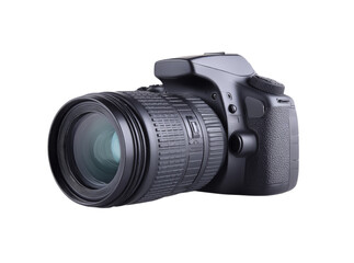 Fototapeta premium Professional dslr camera isolated on black background, On Transparent Background, Png