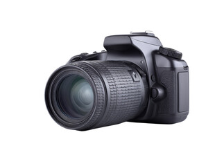 Fototapeta premium Professional dslr camera isolated on black background, On Transparent Background, Png