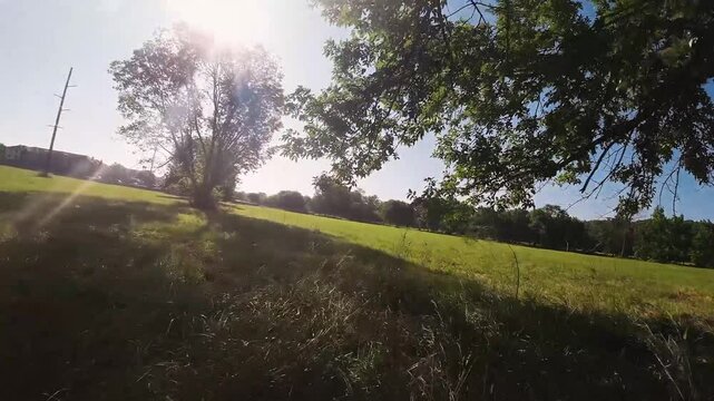 Drone Aerial View of Open Country Road and Fields on a Clear Summer Day