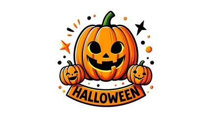 Cute Halloween Pumpkins Festive Fall Illustration