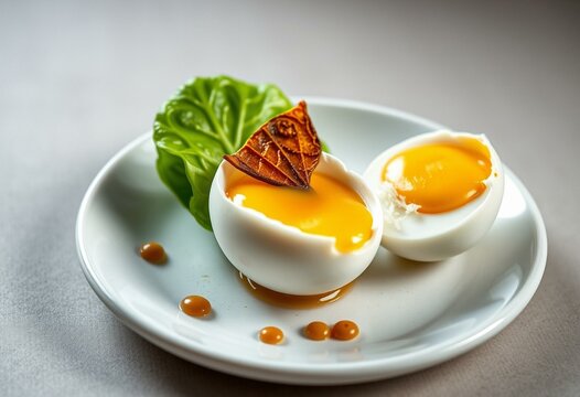 Deconstructed Caesar salad with coddled egg