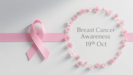 Pink wreaths and ribbons represent the pure protection of breast cancer prevention day, and are used for simple public welfare and health promotion scenes.