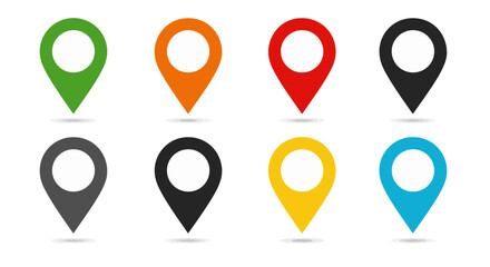 Colorful map pointers display location, direction, and destination in green, orange, red, black, gray, yellow, and blue.