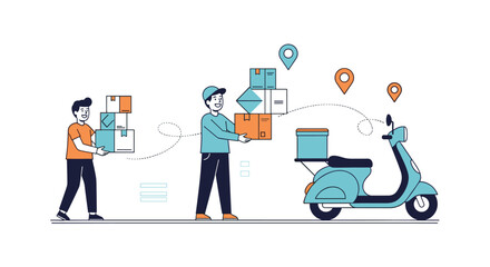Efficient delivery services connecting customers with packages via modern logistics network