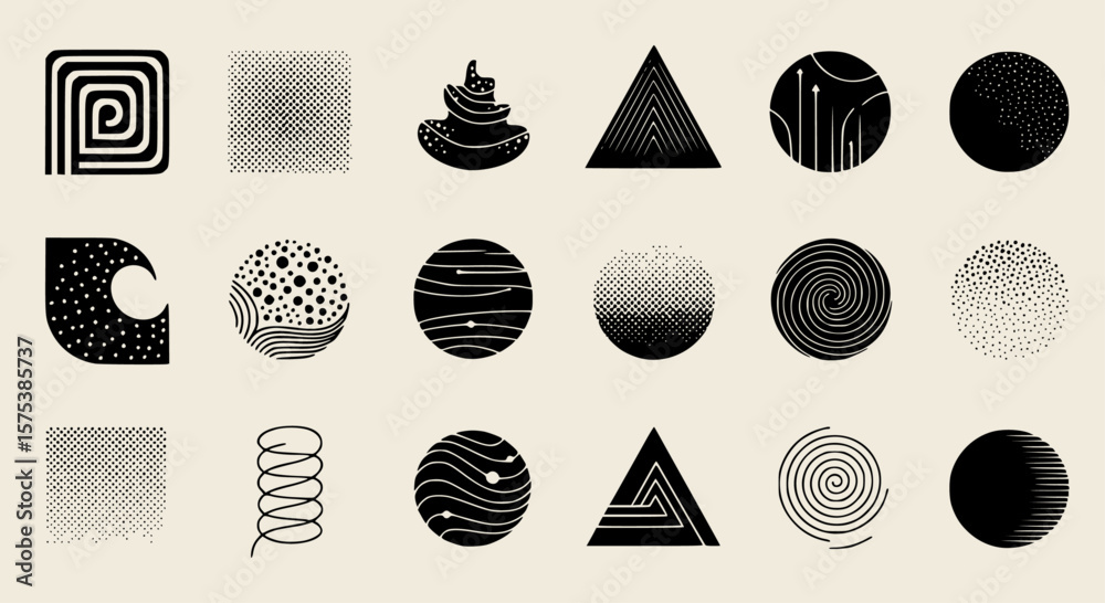 Fototapete assorted abstract geometric shapes, diverse backgrounds and forms, a vector design perfect for conte