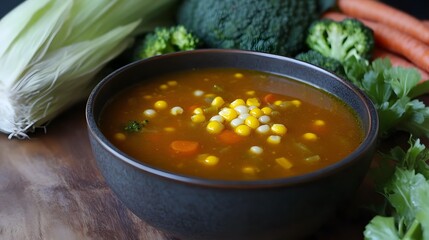 Delicious Creamy Corn and Vegetable Soup Bowl