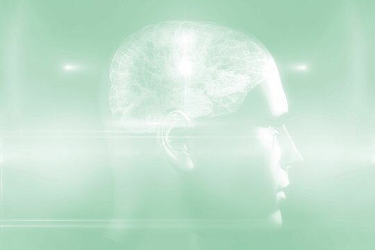 Fototapeta Human brain in green lights