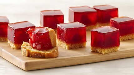 Delicious Red Jelly Cubes on Bread Appetizer