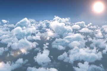 Idyllic view of bright sun over cloudscape during sunny day © vectorfusionart